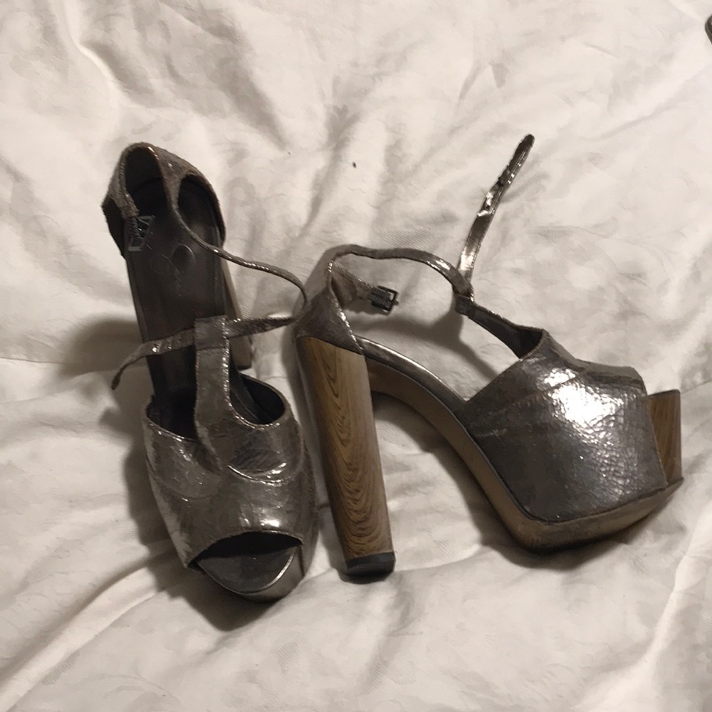 pewter leather style Jessica Simpson platforms
